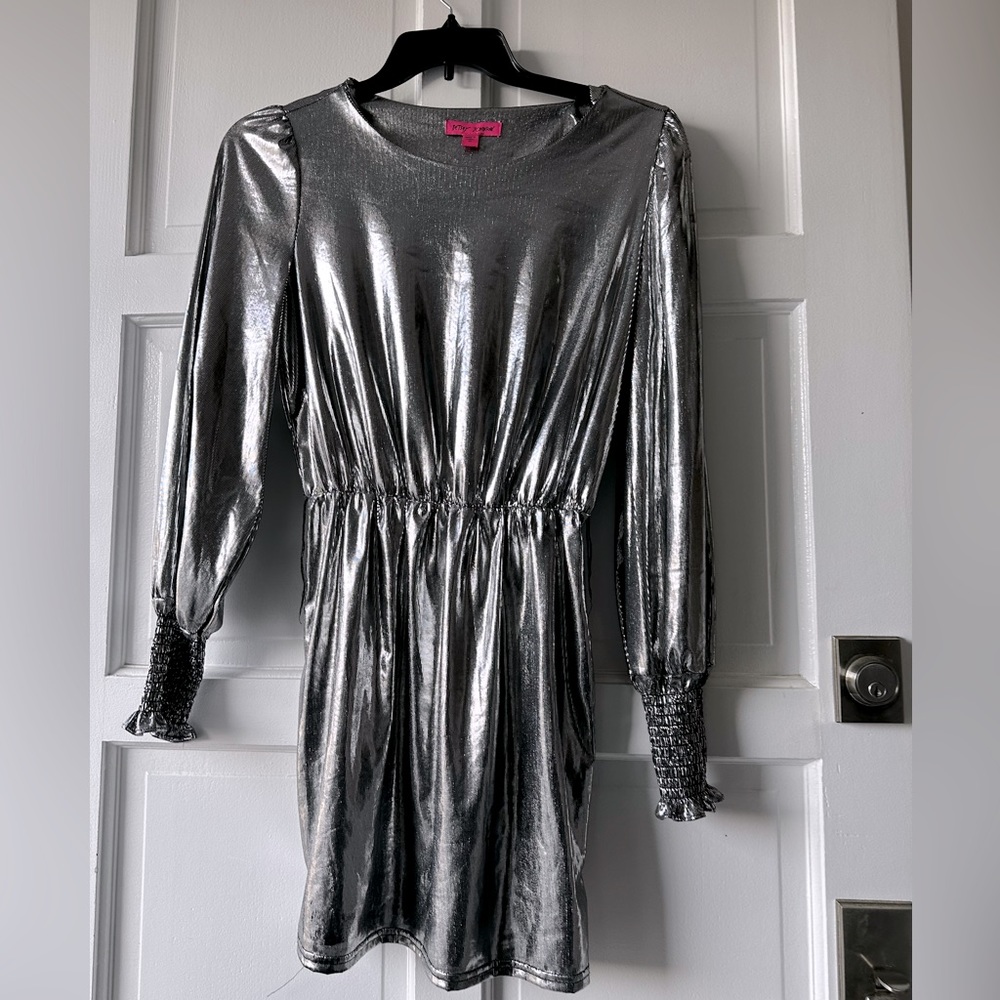 Betsey Johnson silver long sleeved dress new no tags